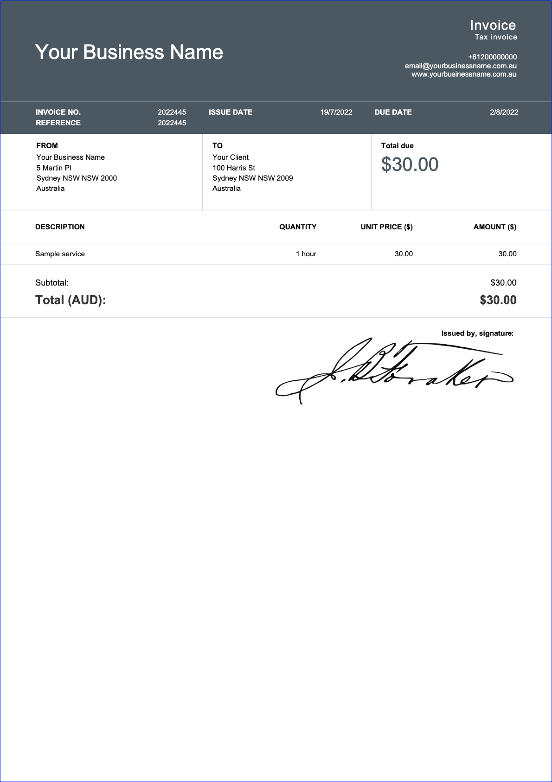 Free Invoice Template For Self Employed Billdu