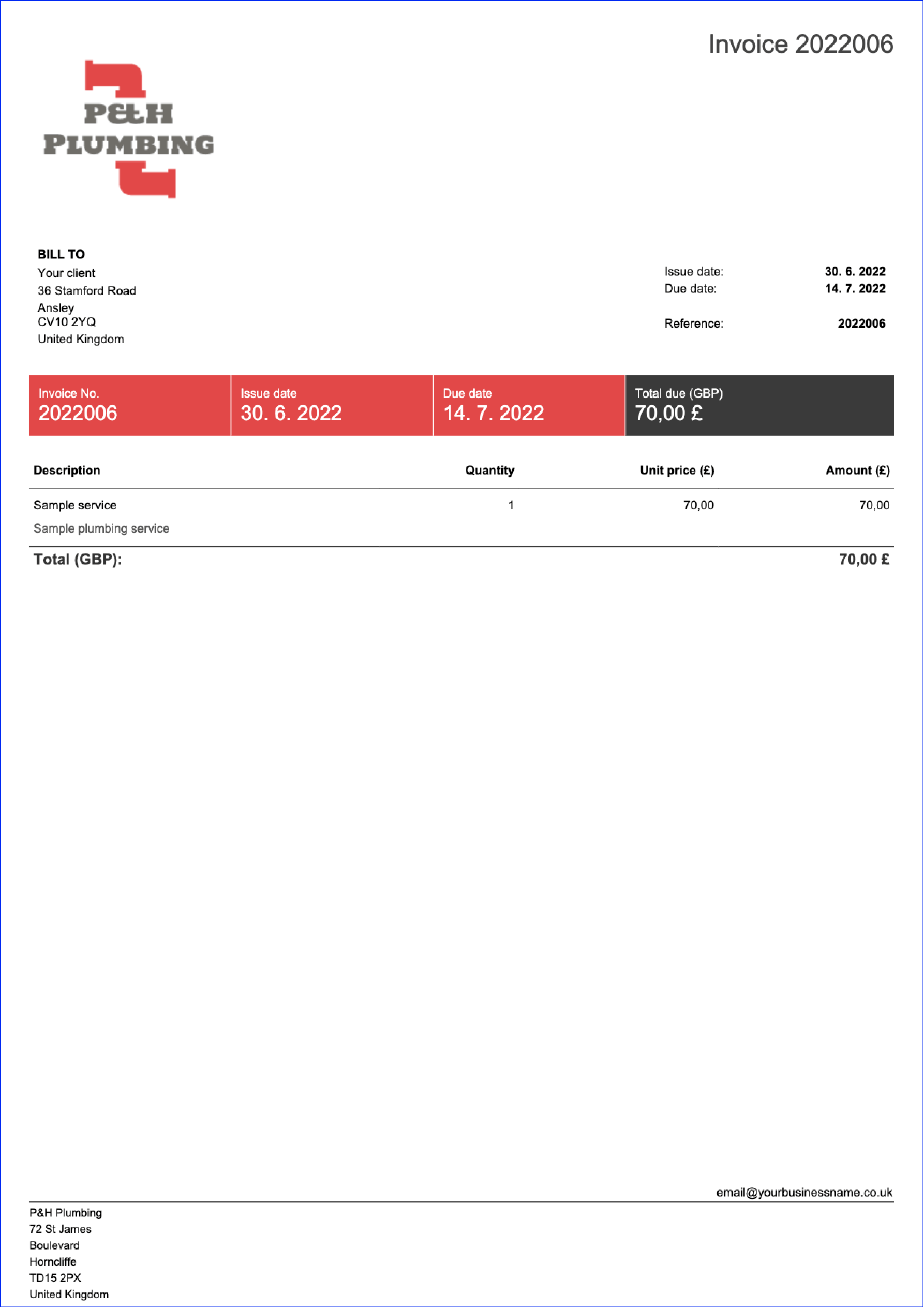 free invoice template for self employed uk 1