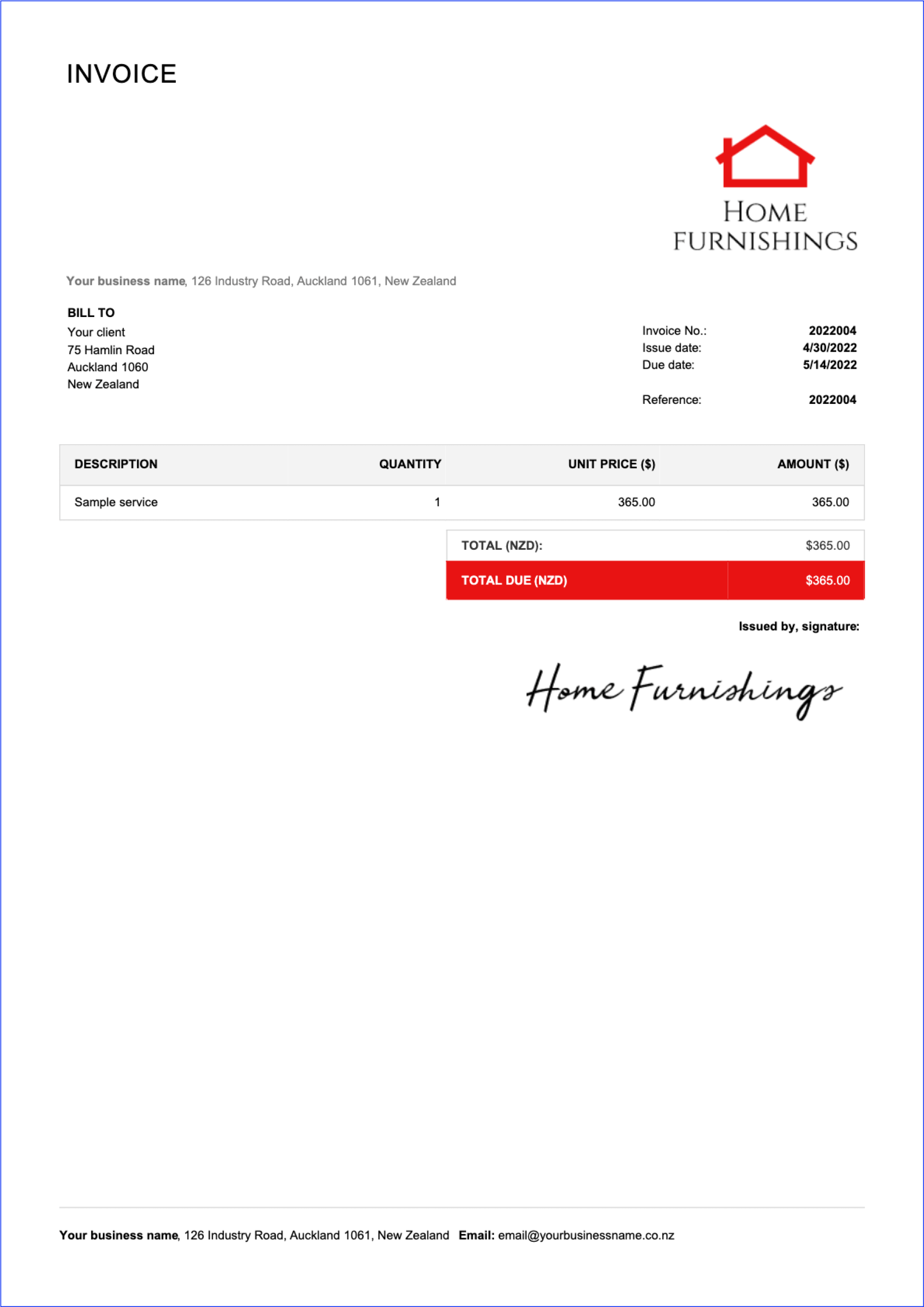 invoice template example for self employed new zealand 1