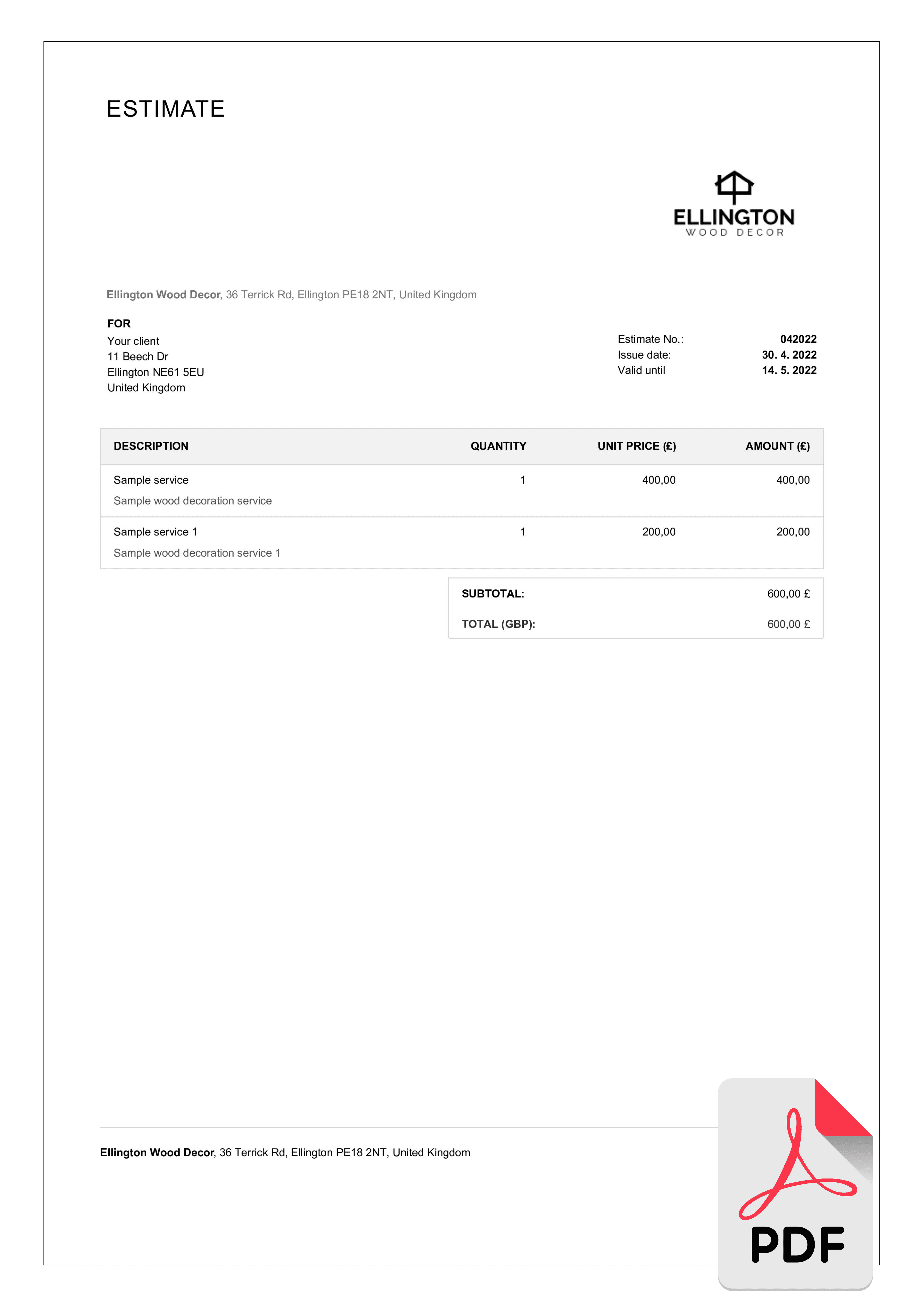 download estimate template example in pdf