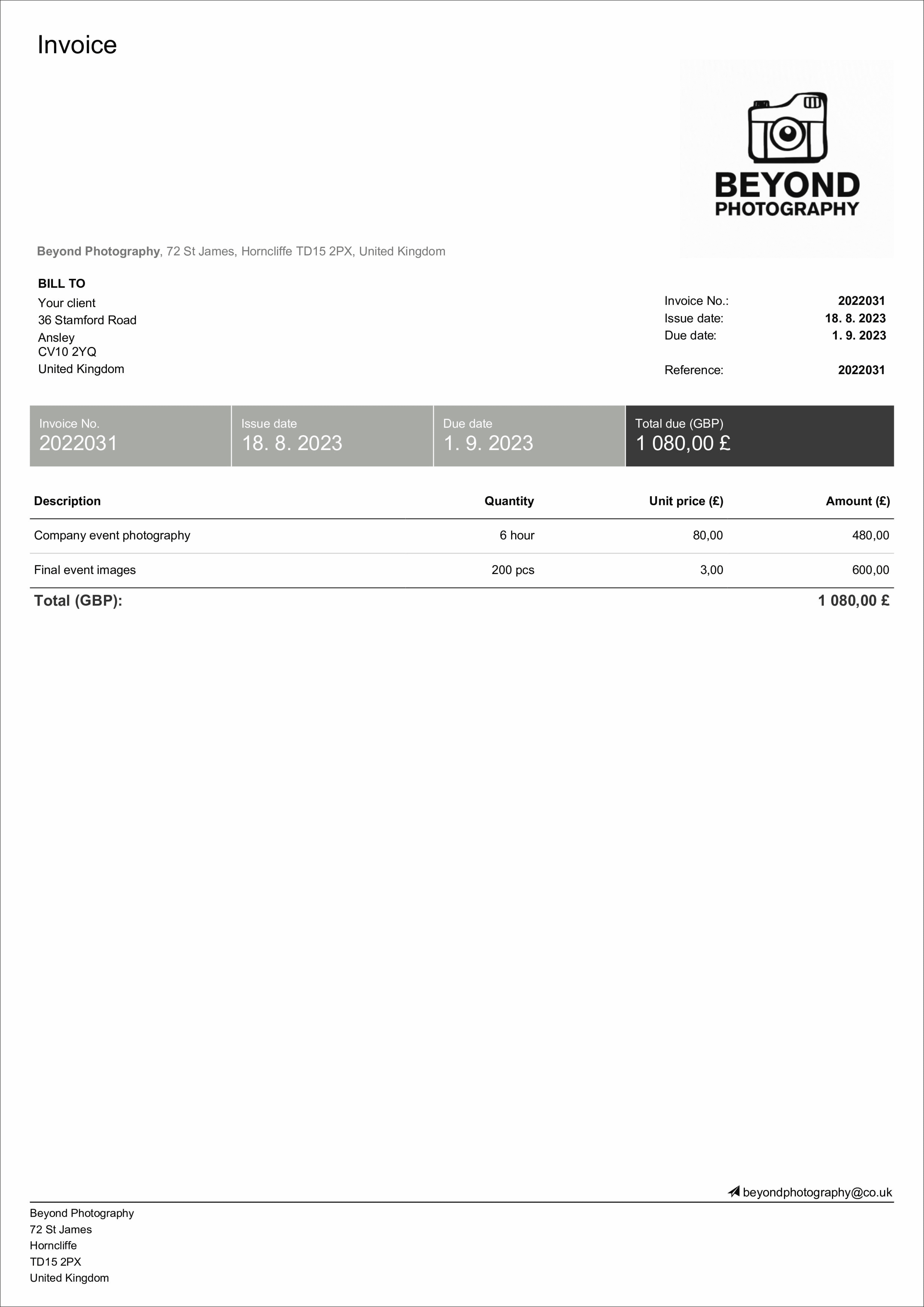 photography invoice template uk 1