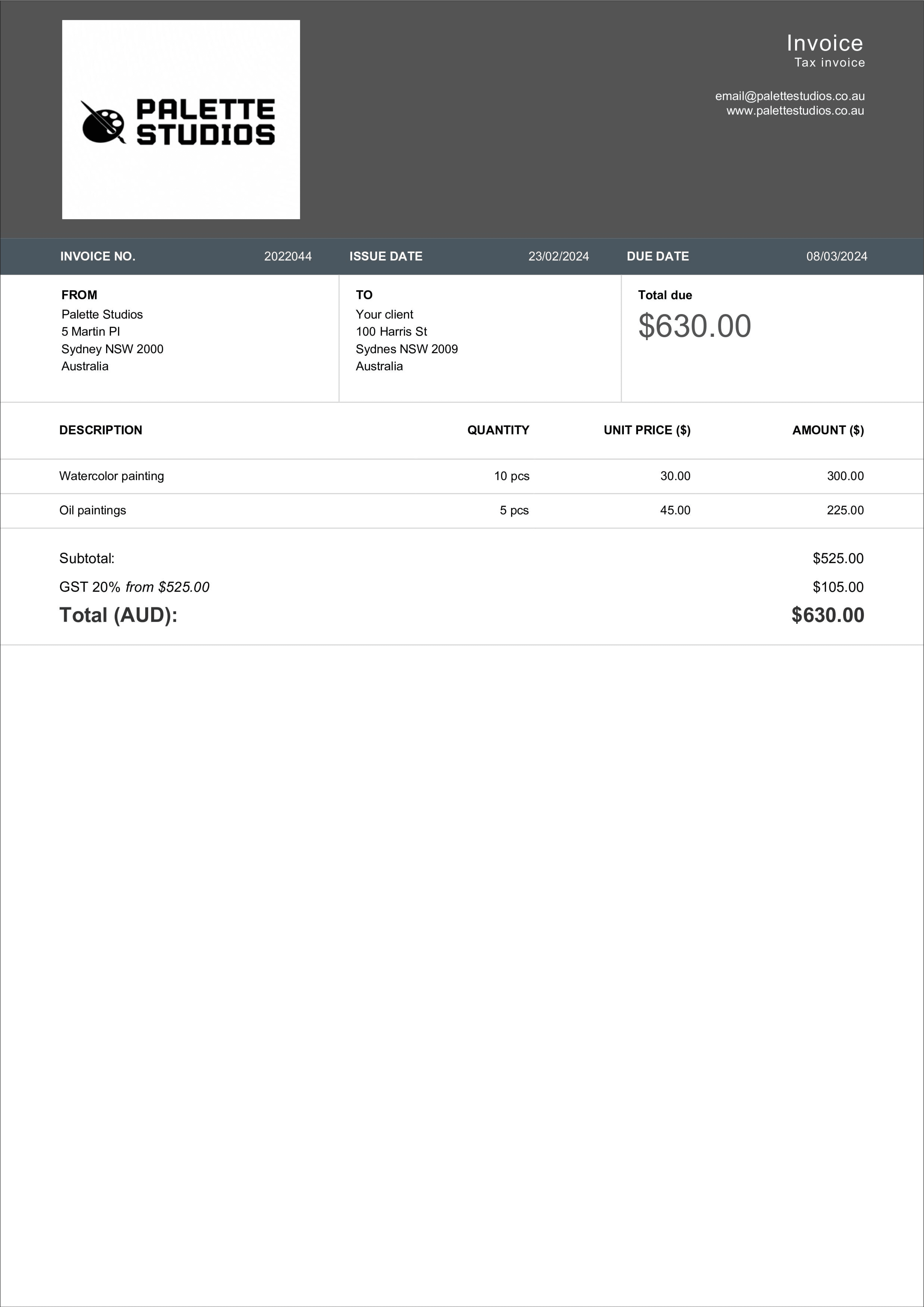 download editable artist freelance invoice sample