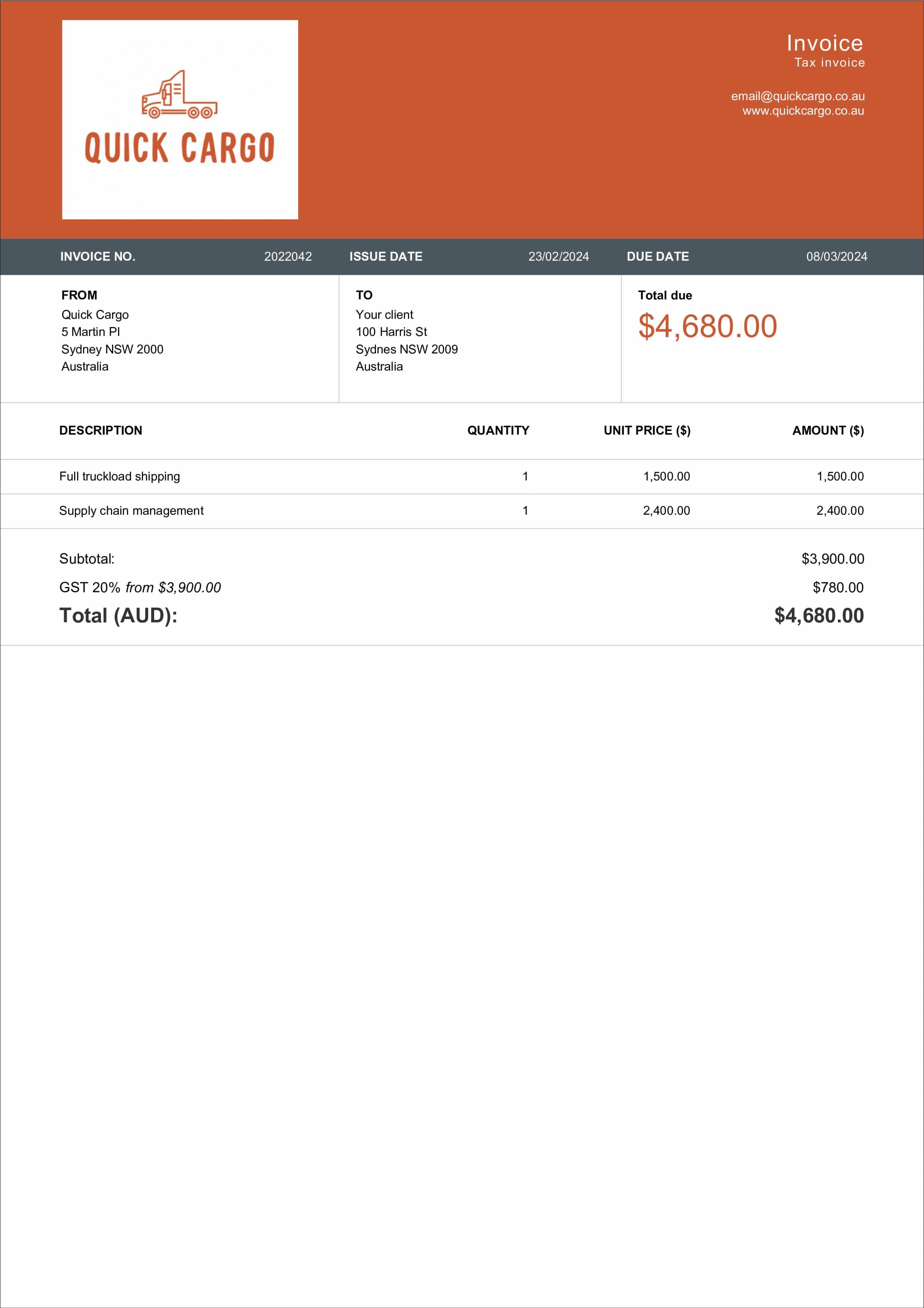 download editable freight invoice sample