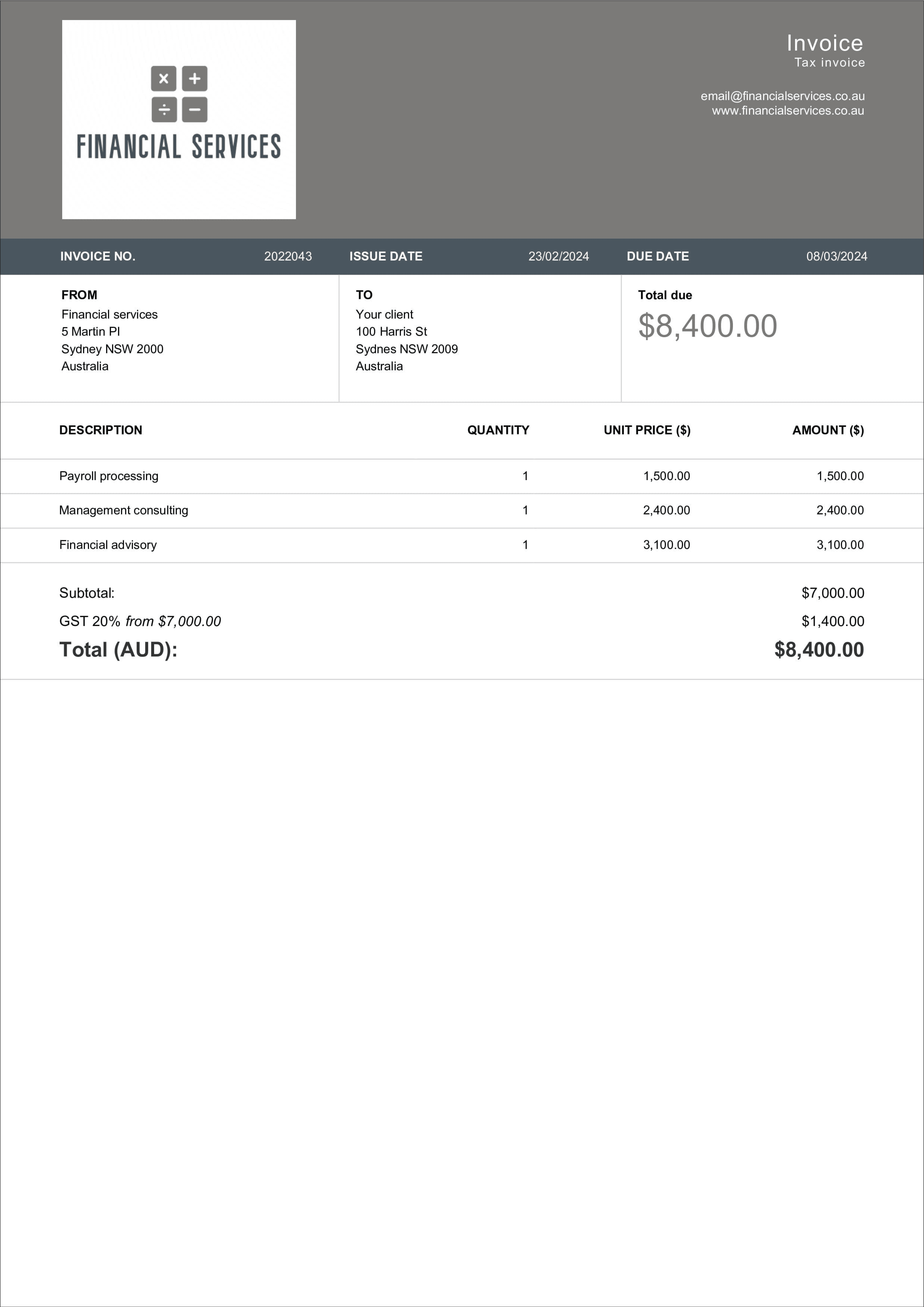 downloadable accounting invoice template sample