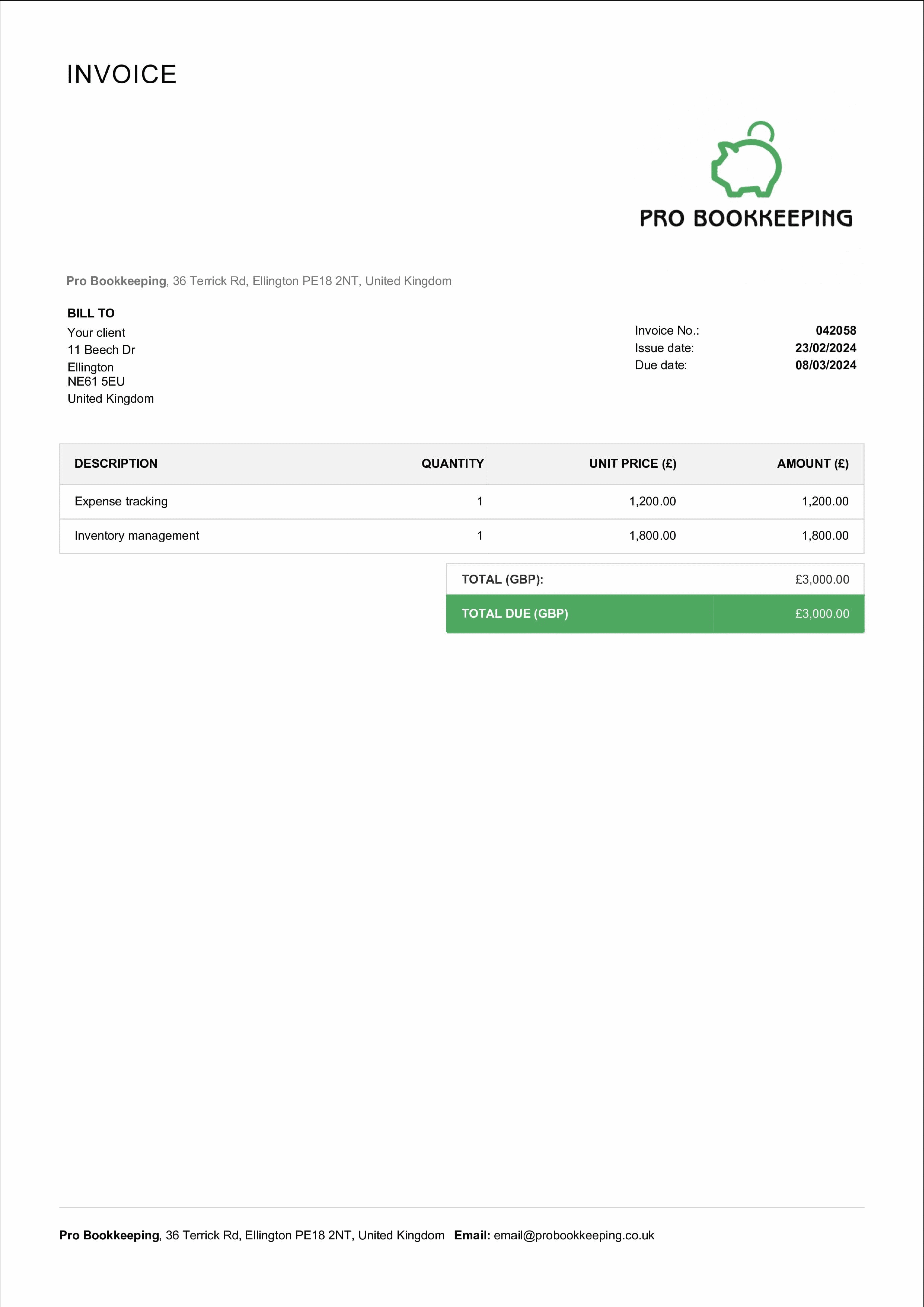 fillable accounting invoice template example