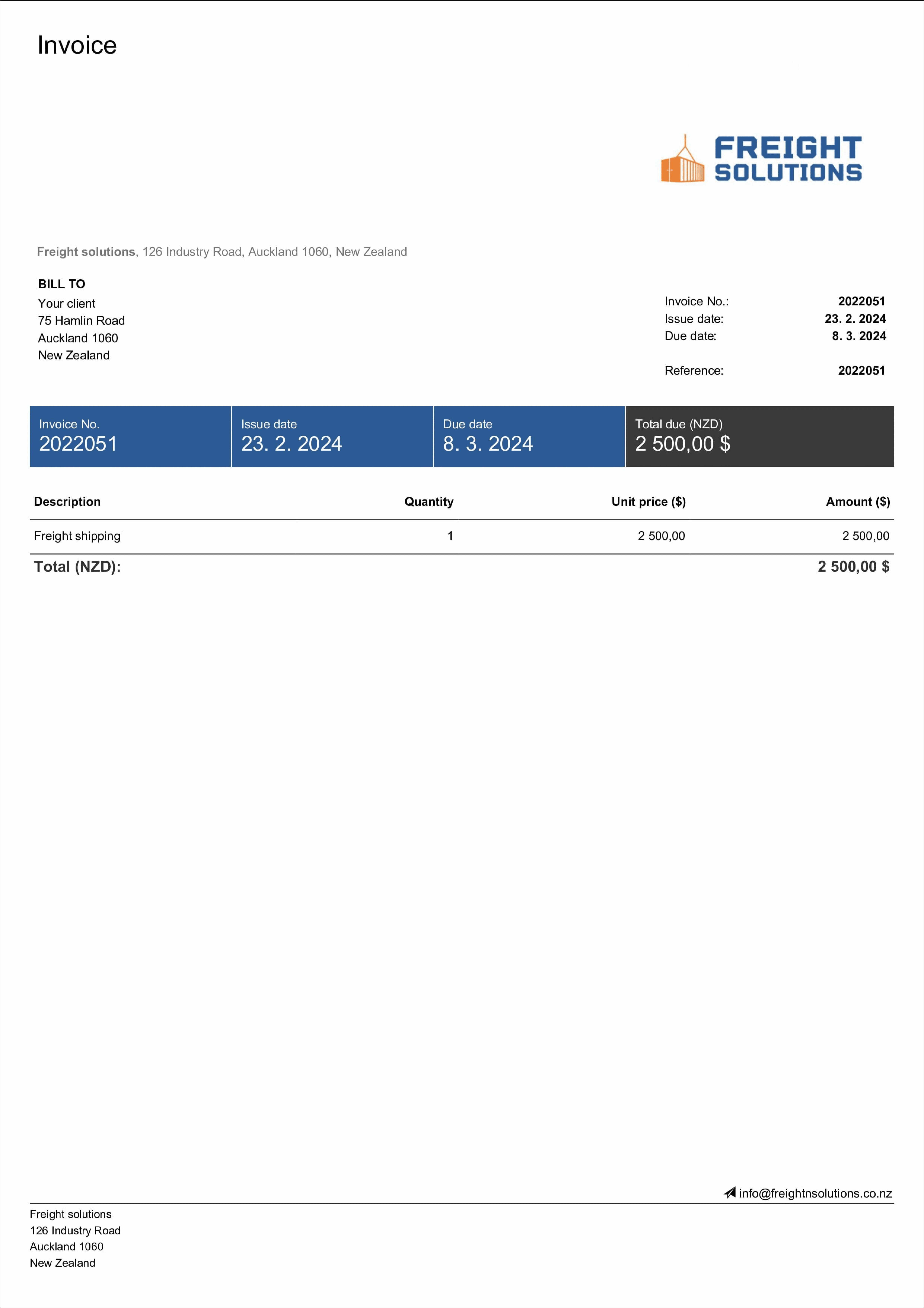 free freight invoice template