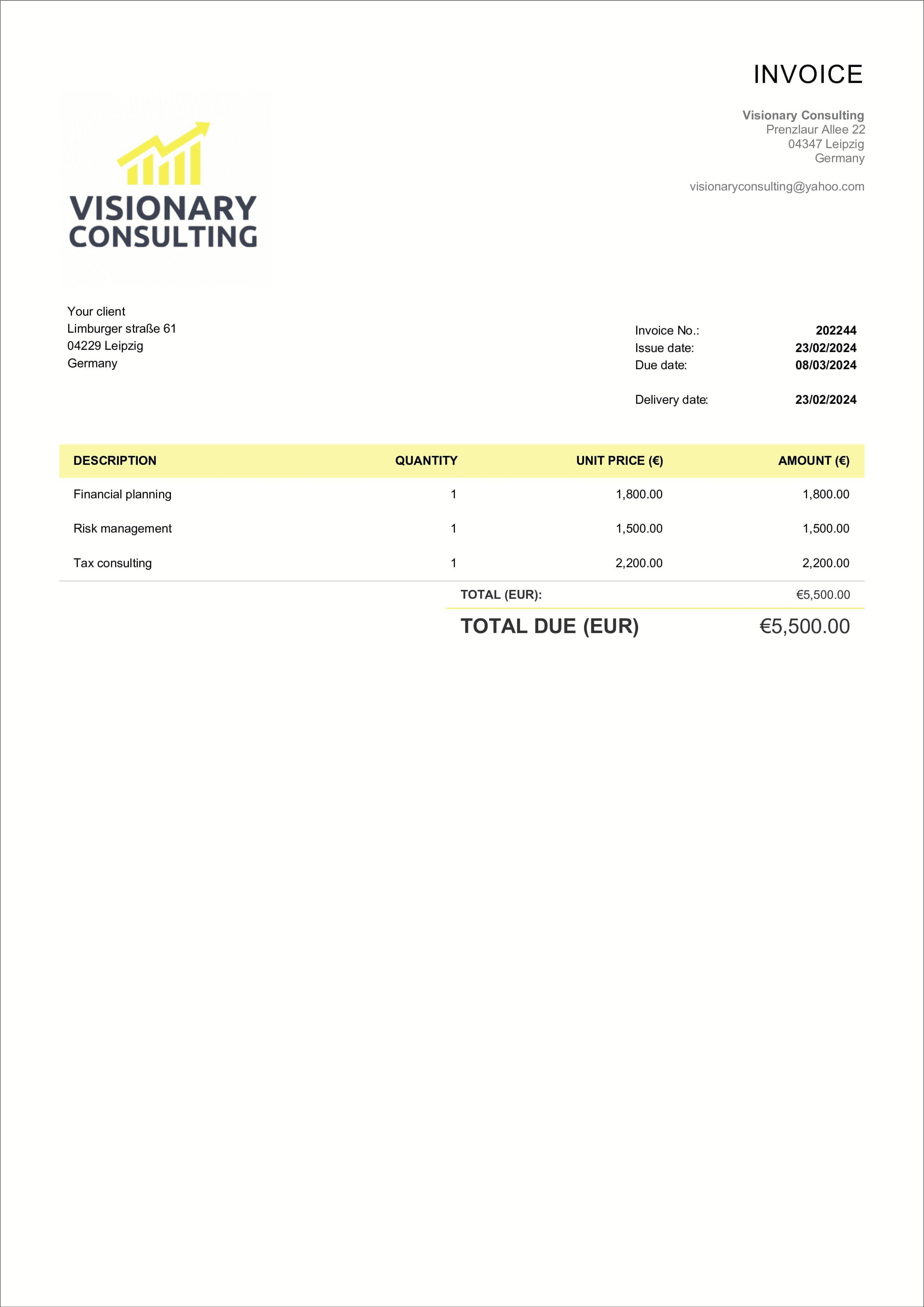 simple accounting invoice template sample