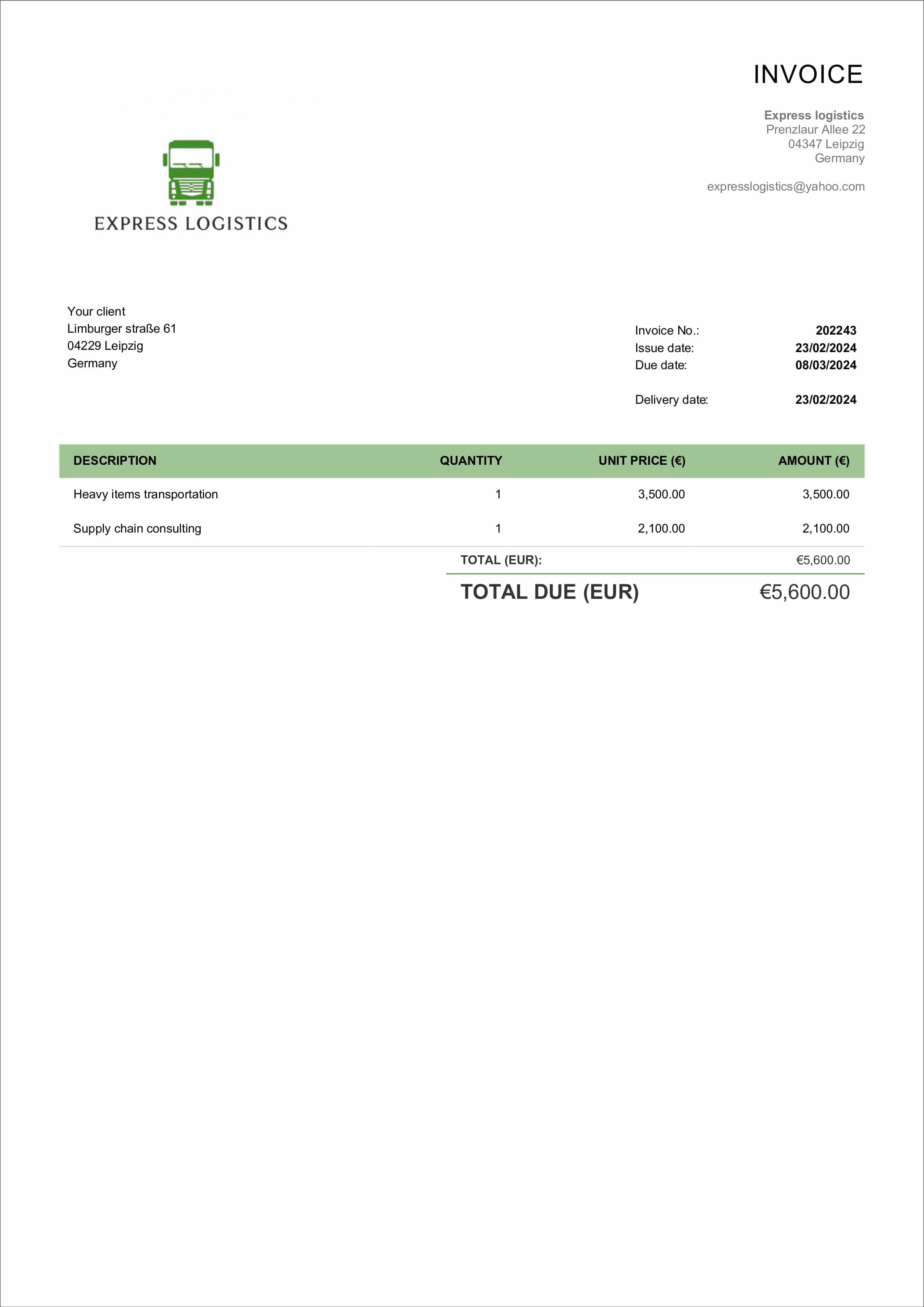 simple freight broker invoice template