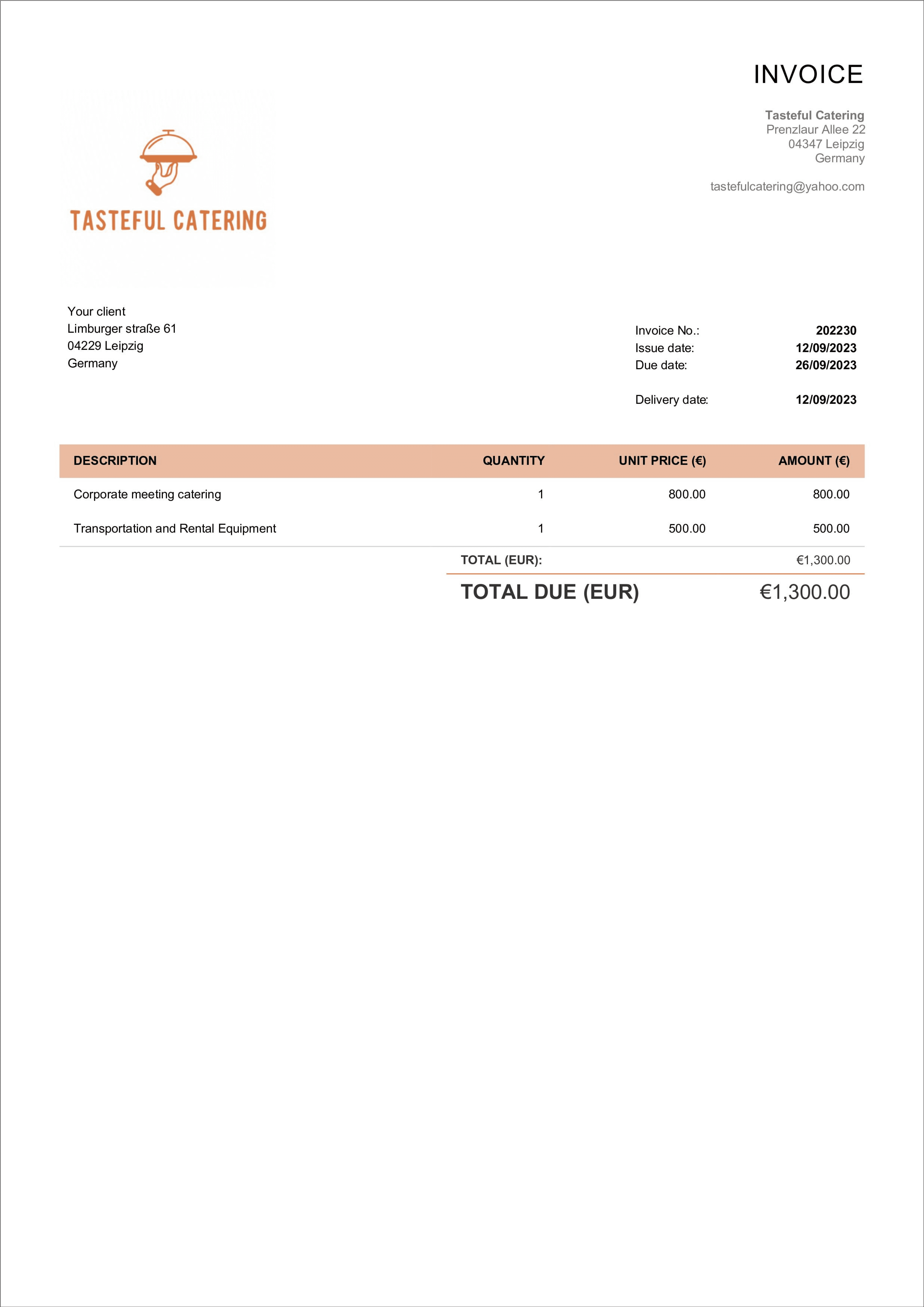 simple labor invoice layout