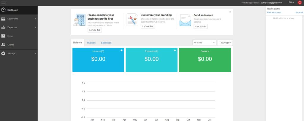 Billdu Dashboard - Start creating pro forma invoices