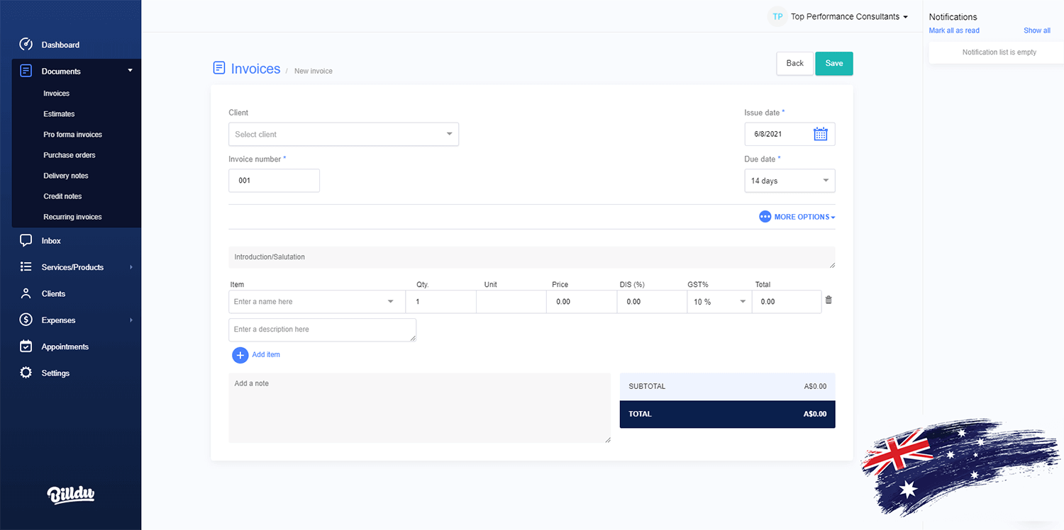 invoice template nz with without gst billdu