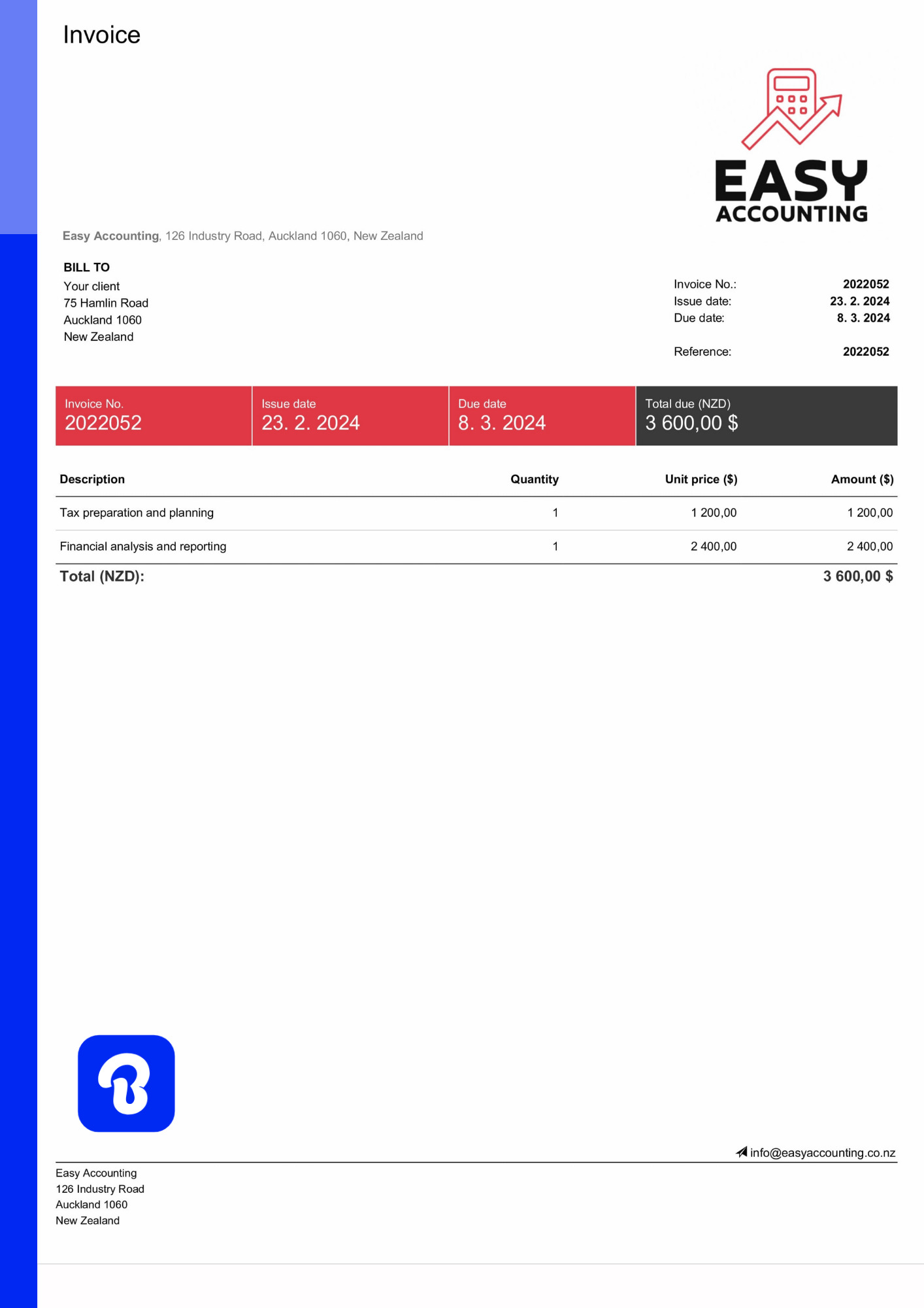 Invoice template for accountant