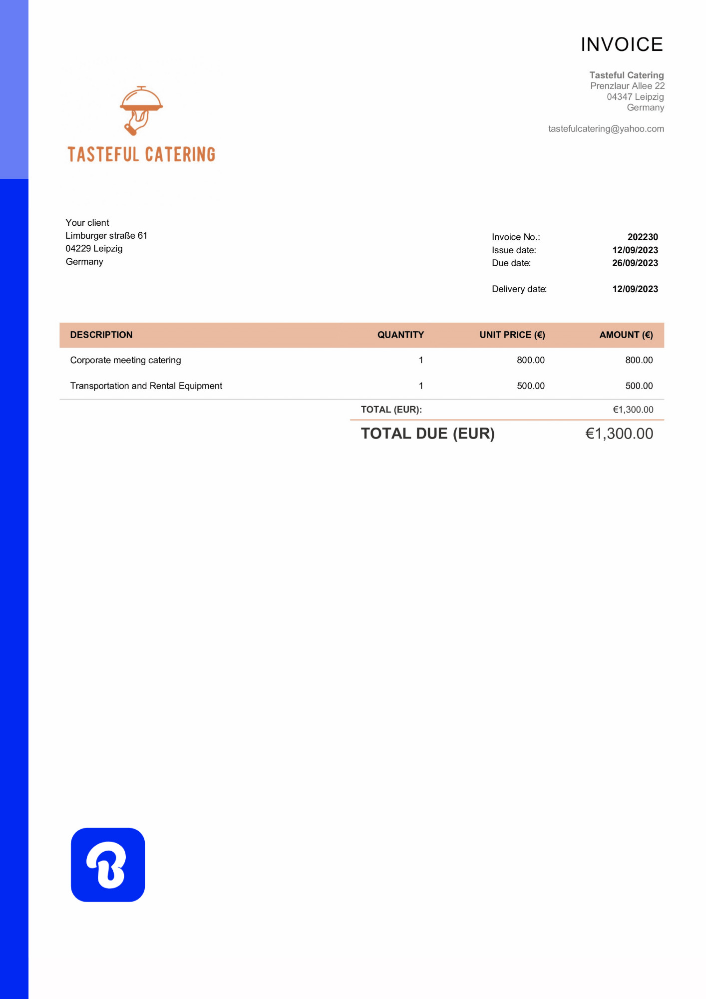 Service Invoice template