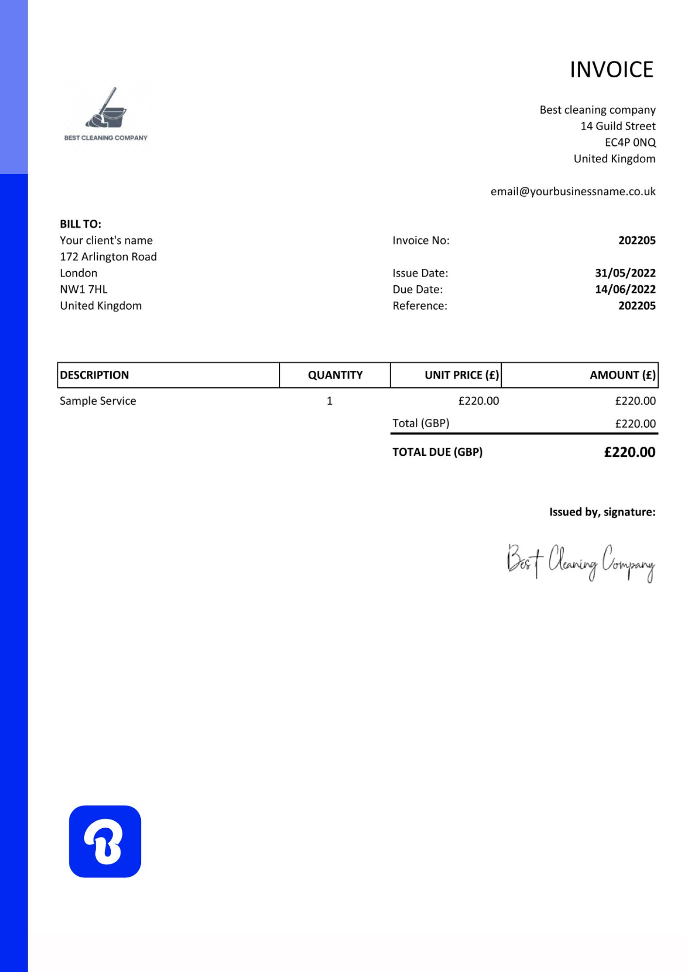 Simple invoice templates for professionals