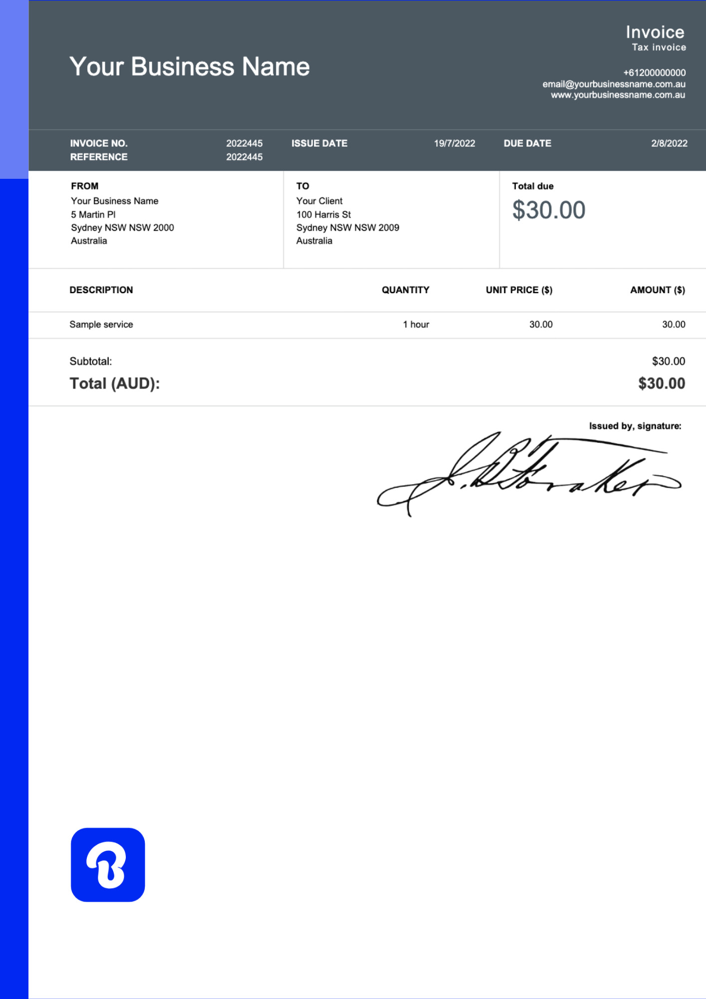 self employed invoice template