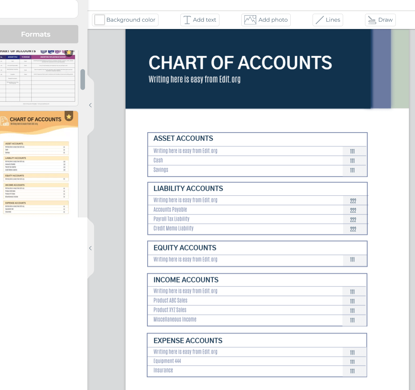 Set up a chart of accounts