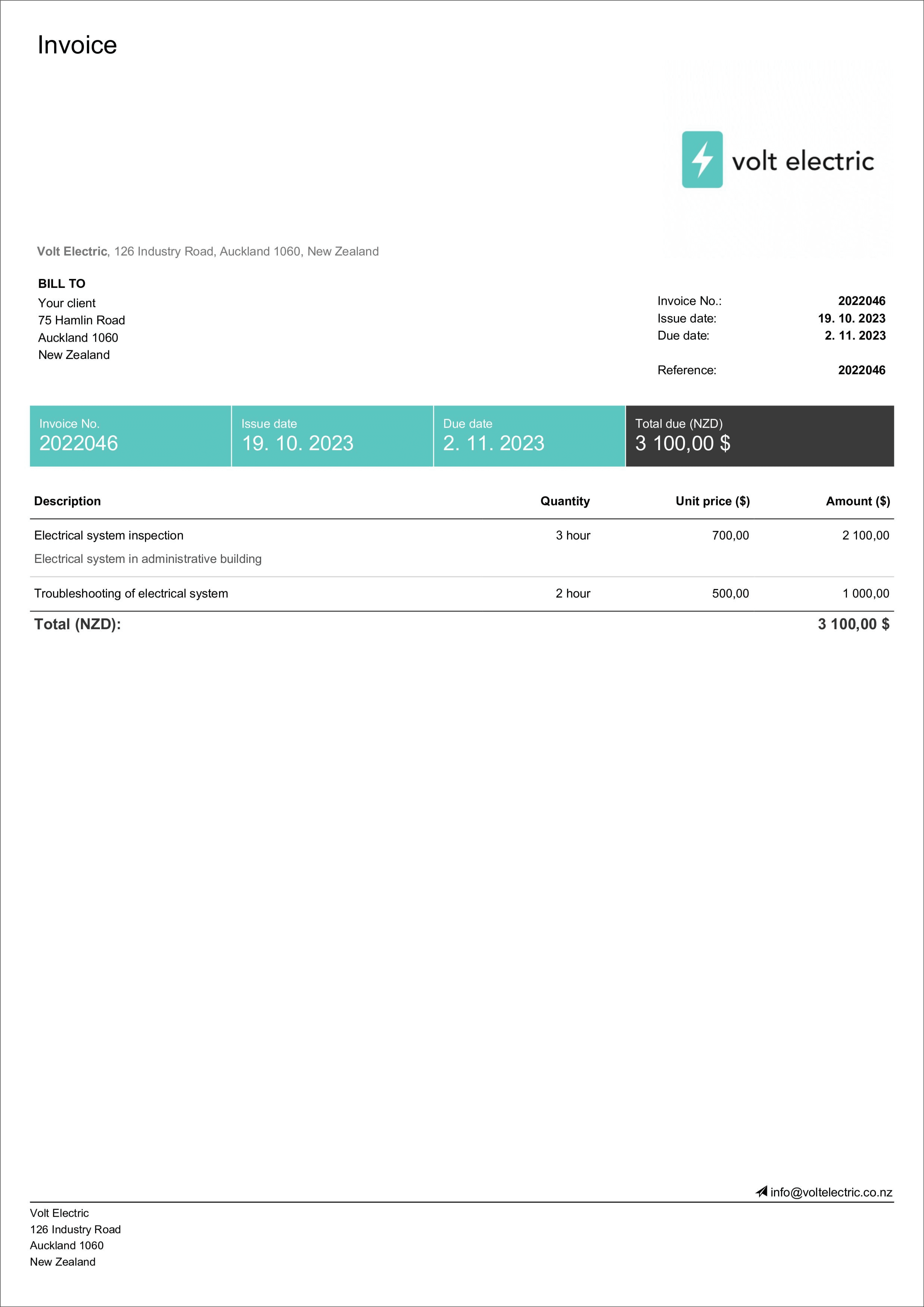 Free downloadable PDF invoice template